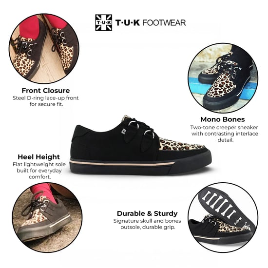 TUK Pointed Creeper Sneaker Zwart Luipaard Canvas Platform Schoenen - A9180 - Image 2