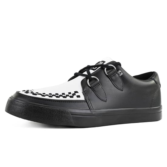 TUK Pointed Creeper Sneaker Zwart Wit Leren Platform Schoenen - A9180 - Image 5