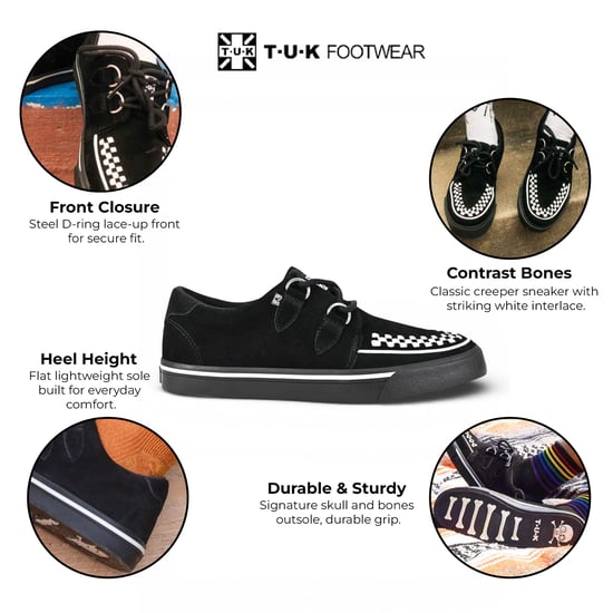 TUK Pointed Creeper Sneaker Zwart Wit Suède Platform Schoenen - A9182 - Image 2