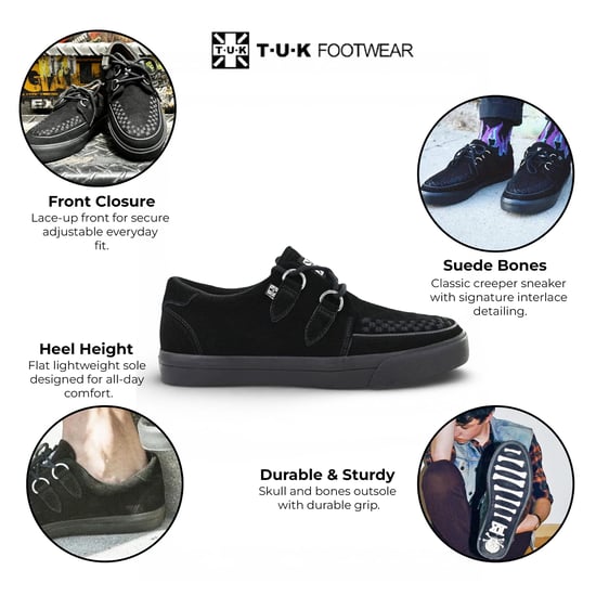TUK Pointed Creeper Sneaker Zwart Suède Platform Schoenen - A9178 - Image 2