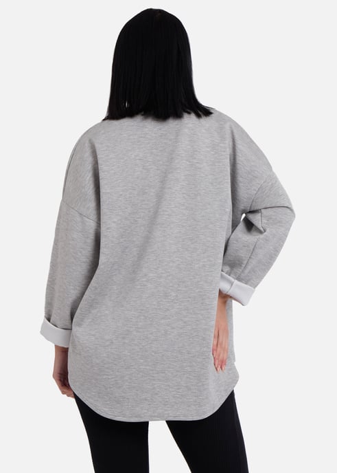 Grå oversized tröja med kontrasterande rosett på sidan - Image 4