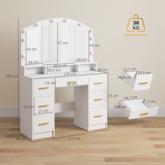 4goodz Hollywood kaptafel met 10 led 110x40x150cm - - Image 4