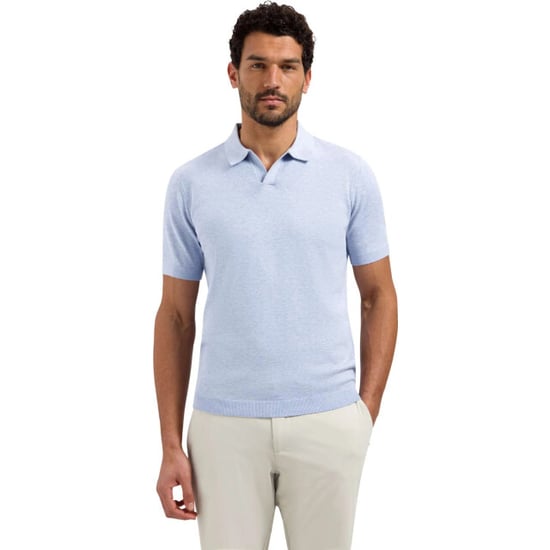 No Excess Pullover short sleeve v-polo melang blue - Image 1