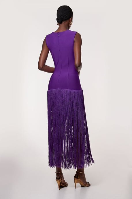 Figure Form Bandage Tassel Hem Knitted Dress - Image 5