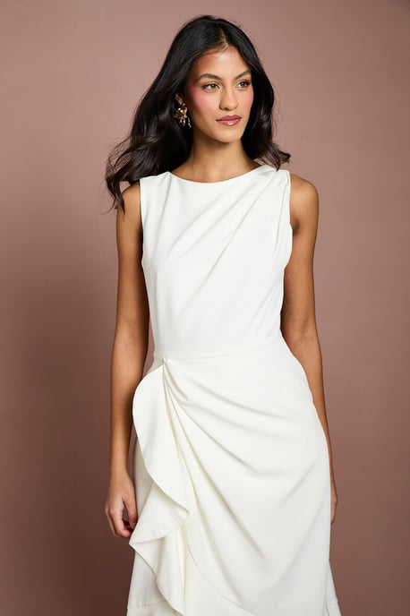 Petite Crepe Ruffle Dress With Low Back - Image 2