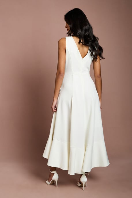 Petite Crepe Ruffle Dress With Low Back - Image 3