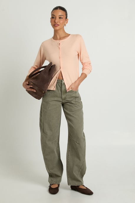 Super Soft Lightweight Knitted Crew Neck Cardigan - Image 3