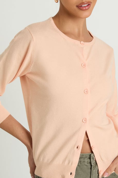 Super Soft Lightweight Knitted Crew Neck Cardigan - Image 4