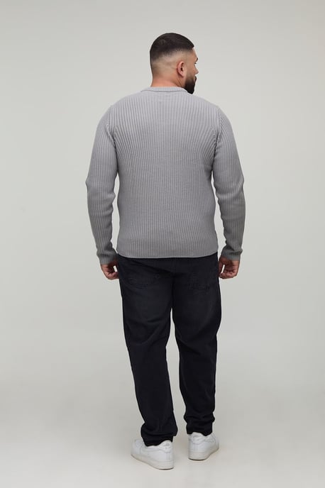Plus Basic Regular Fit Ribbed Knitted Jumper - Image 2