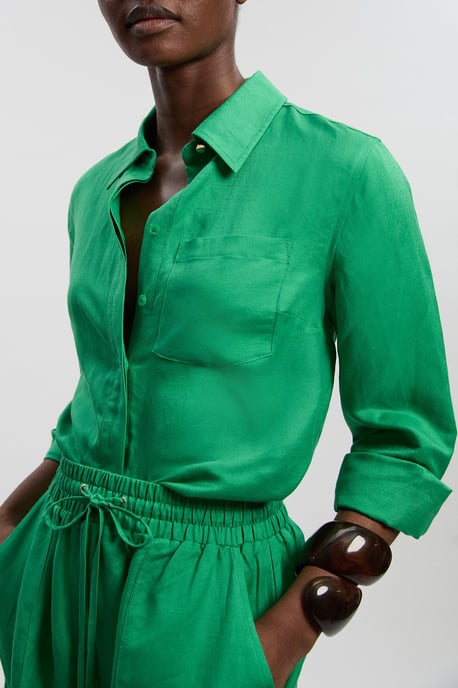 Viscose Linen Woven Long Sleeve Shirt - Image 1