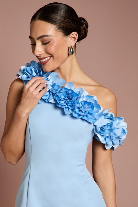 3D Floral One Shoulder Mini Dress - Image 2
