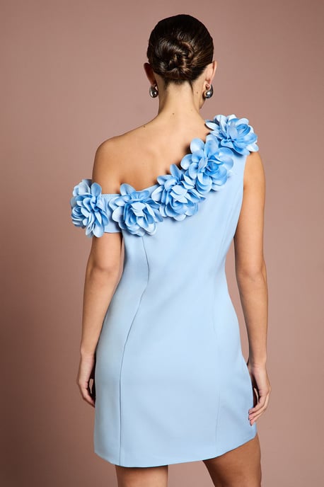 3D Floral One Shoulder Mini Dress - Image 3