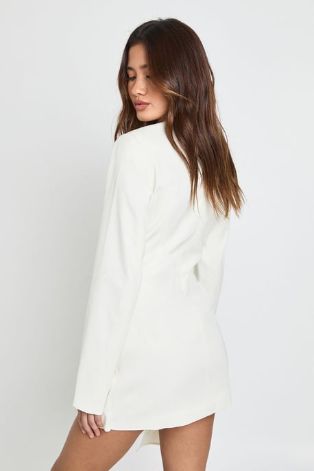 Gold Trim Wrap Detail Tailored Mini Dress - Image 2