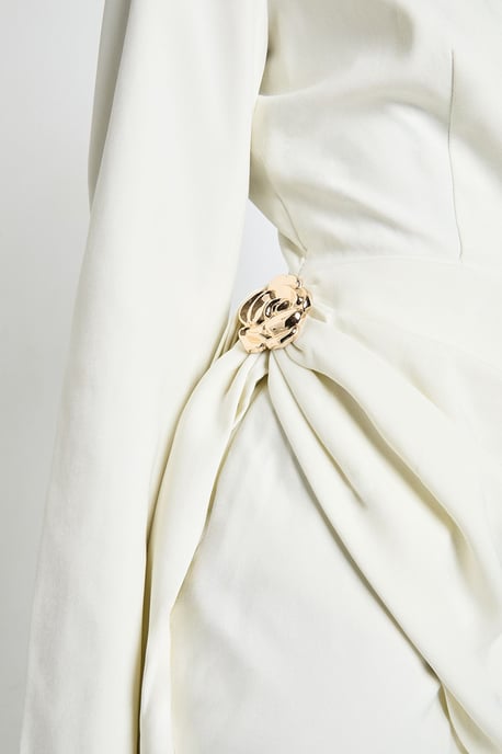 Gold Trim Wrap Detail Tailored Mini Dress - Image 4