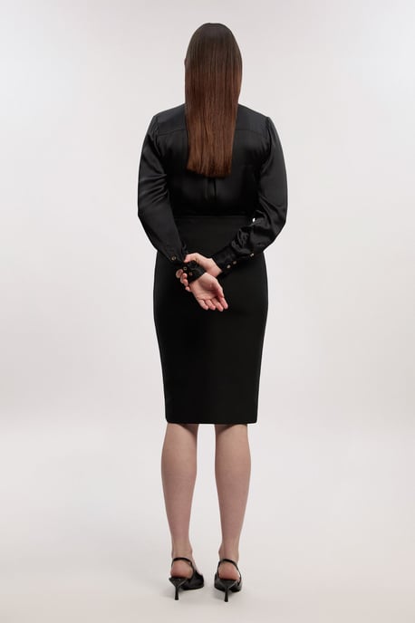 Pu Tipped Military Bandage Midi Skirt - Image 3