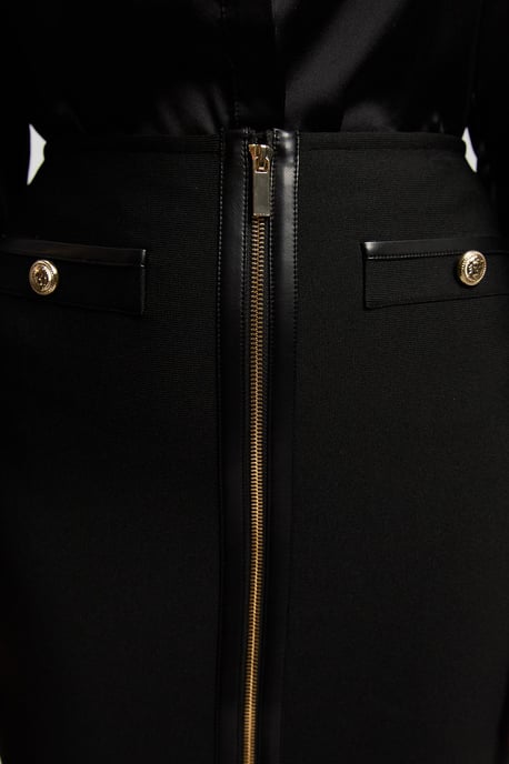 Pu Tipped Military Bandage Midi Skirt - Image 4