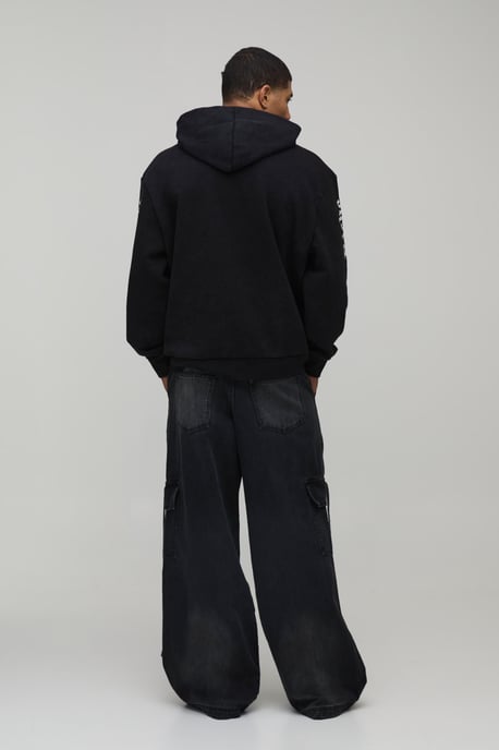 Oversized Gothic Washed Printed Hoodie - Image 2
