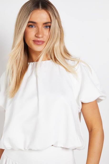 Bubble Hem Crew Neck Top - Image 1