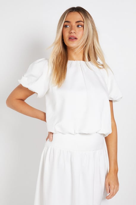 Bubble Hem Crew Neck Top - Image 2