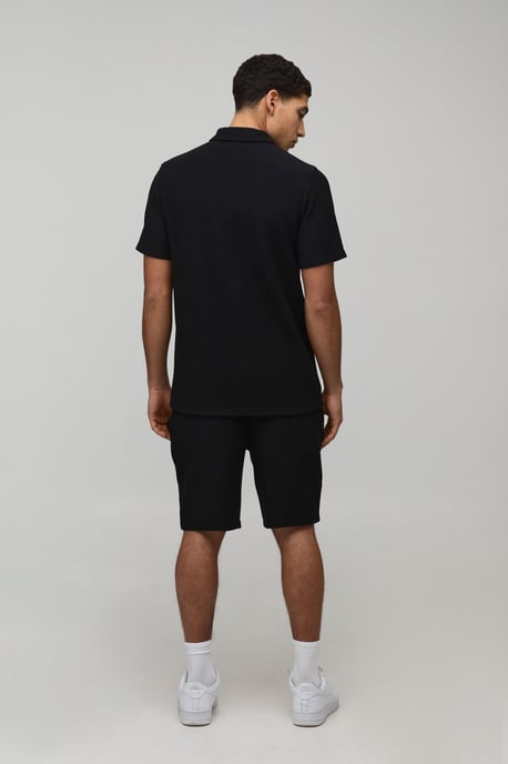 Slim Fit Ribbed Jersey Polo & Shorts Set - Image 2