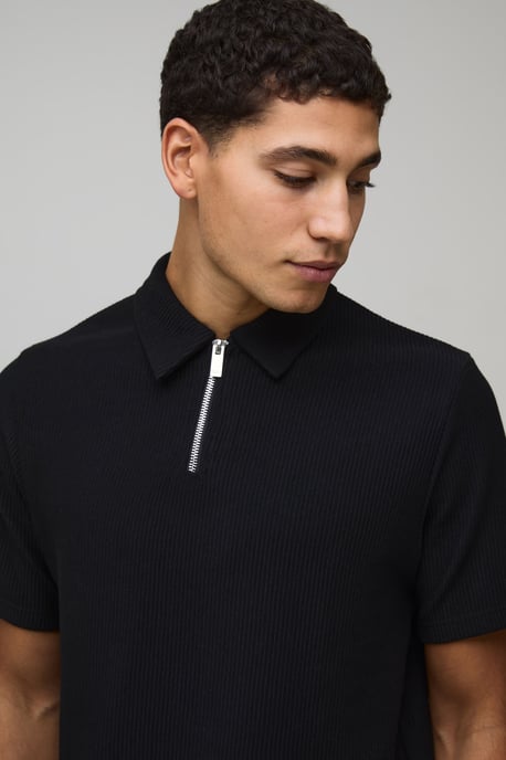 Slim Fit Ribbed Jersey Polo & Shorts Set - Image 3