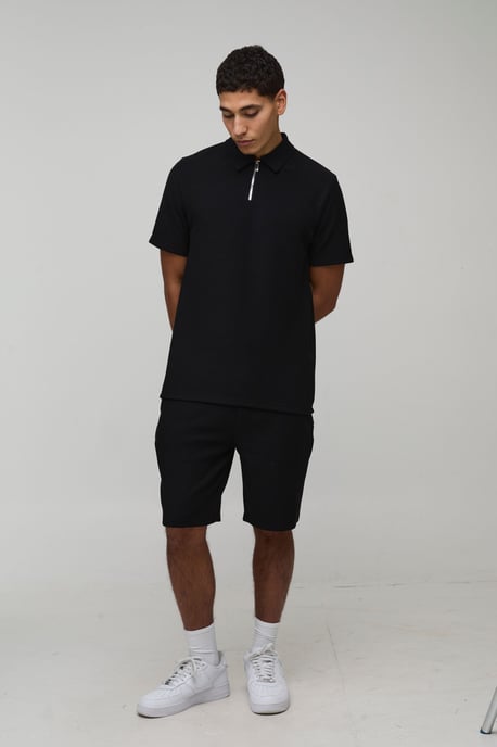Slim Fit Ribbed Jersey Polo & Shorts Set - Image 4