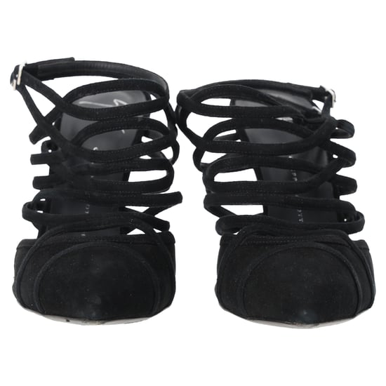Giuseppe Zanotti pumps met vetersluiting en bandjes in zwart suède. - Image 4