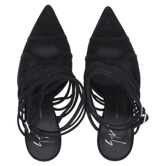 Giuseppe Zanotti pumps met vetersluiting en bandjes in zwart suède. - Image 6