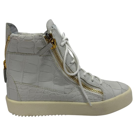 Giuseppe Zanotti hoge sneakers met krokodillenprint in grijs leer - Image 1