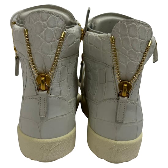 Giuseppe Zanotti hoge sneakers met krokodillenprint in grijs leer - Image 3