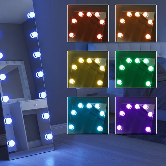 4goodz Passpiegel 150x40 cm rgb-led staande spiegel met 21 gloeilampen 7 - Image 5