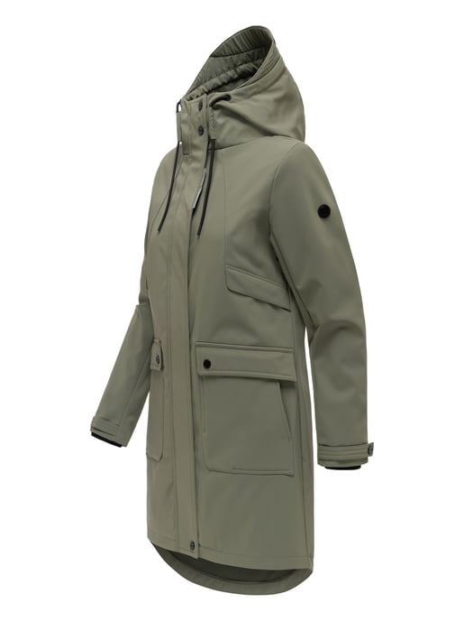 Navahoo dames softshell tussenjas Morgennebel met capuchon - Image 2