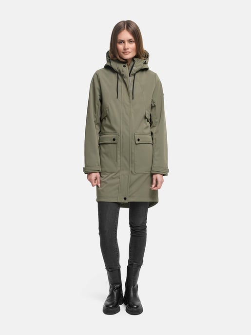 Navahoo dames softshell tussenjas Morgennebel met capuchon - Image 5