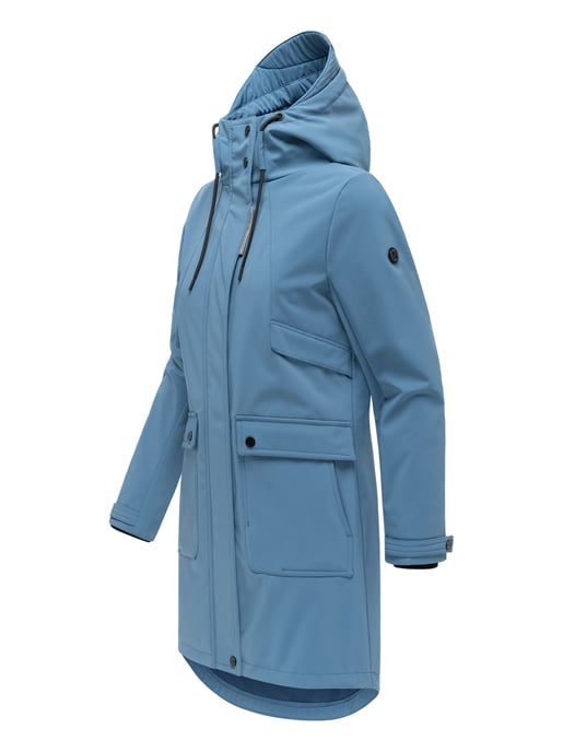 Navahoo dames softshell tussenjas Morgennebel met capuchon - Image 2