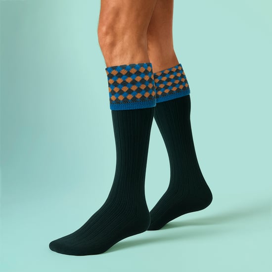 Mens Shooting Merino Wool Socks Warm Country Diamond Pattern - Image 3
