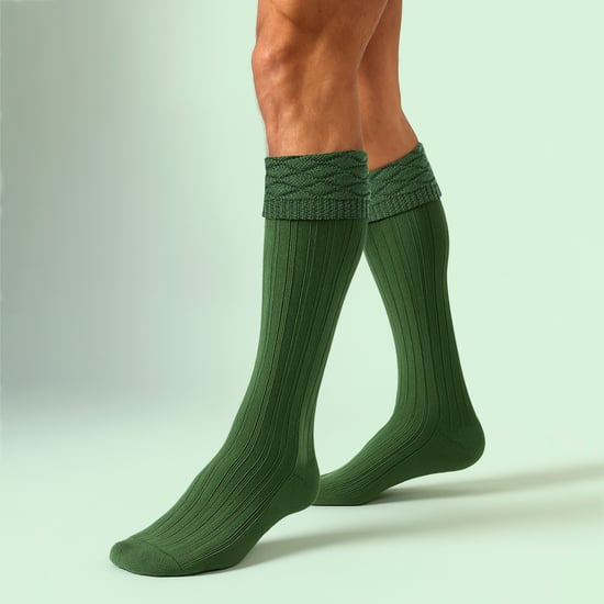 Heren Premium Wol Kilt Sokken Tot de Knie Diamantpatroon Met Omgeslagen Bovenkant - Image 3