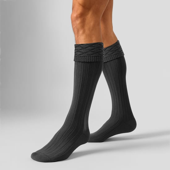 Herr Premium Ull Kilt Strumpor Knähöga Diamantmönster Med Viktop - Image 3