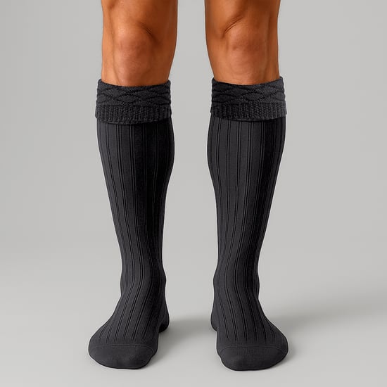 Herr Premium Ull Kilt Strumpor Knähöga Diamantmönster Med Viktop - Image 4