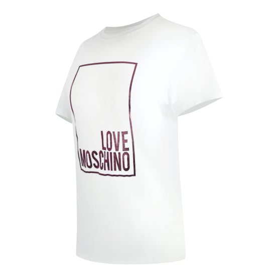 Love Moschino Shiny Box Logo White T-shirt - Image 3