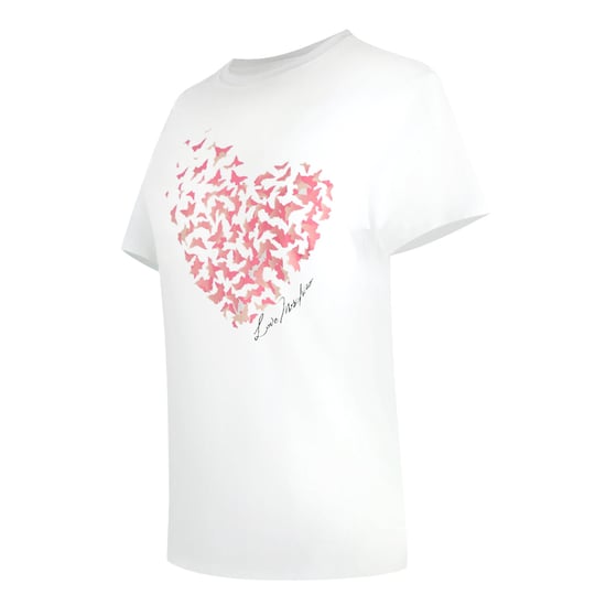 Love Moschino Flutter Heart Design White T-shirt - Image 3