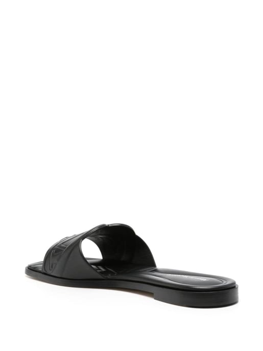 Seal Leather Flat Sandals - Image 3