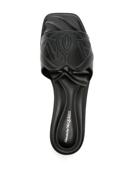 Seal Leather Flat Sandals - Image 4