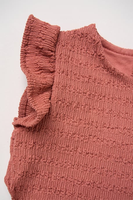 Textured Top, Shorts and Scrunchie Outfit Set - Image 4
