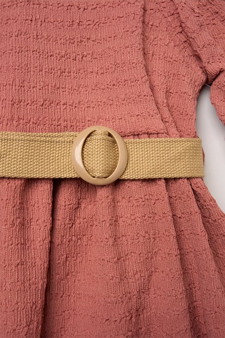 Textured Dress and Belt Outfit Set - Image 3