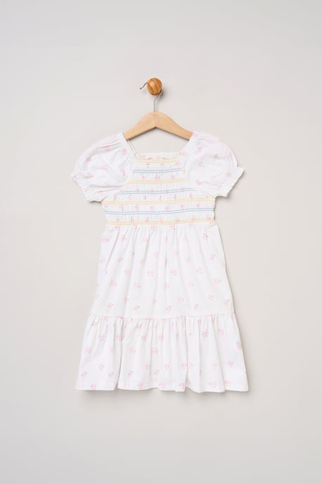 Butterfly Embroidered Smocked Dress with Scrunchie - Image 2