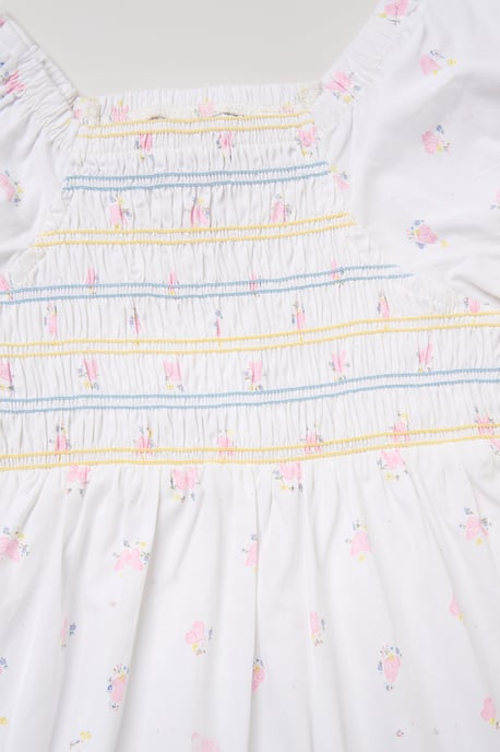 Butterfly Embroidered Smocked Dress with Scrunchie - Image 3