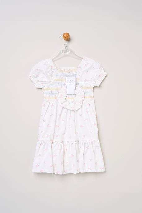 Butterfly Embroidered Smocked Dress with Scrunchie - Image 5