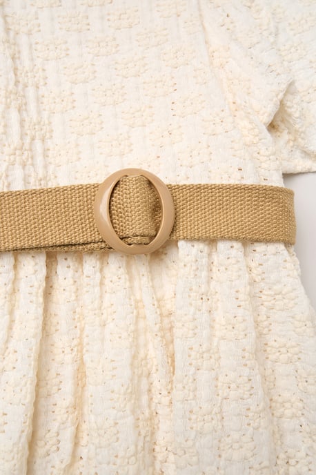Textured Dress and Belt Outfit Set - Image 3