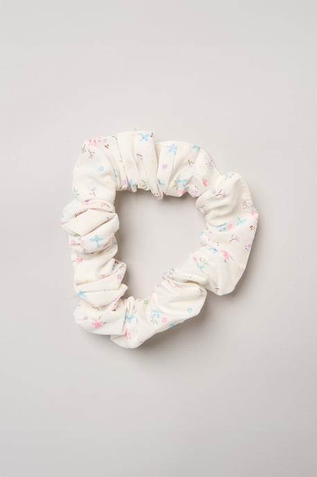 Floral Embroidered Smocked Dress with Scrunchie - Image 5
