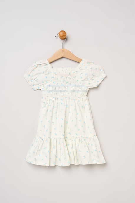 Ditsy Smocked Embroidery Dress with Matching Headband - Image 2